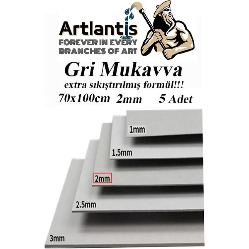 Artlantis Mukavva Gri 2 mm 70X100 cm 5 Adet Sert Karton Ekstra Sıkıştırılmış 70*100 Mukavva Gri Renkli 5 Adet - Standart Fon Karton & Mukavva Fiyatı