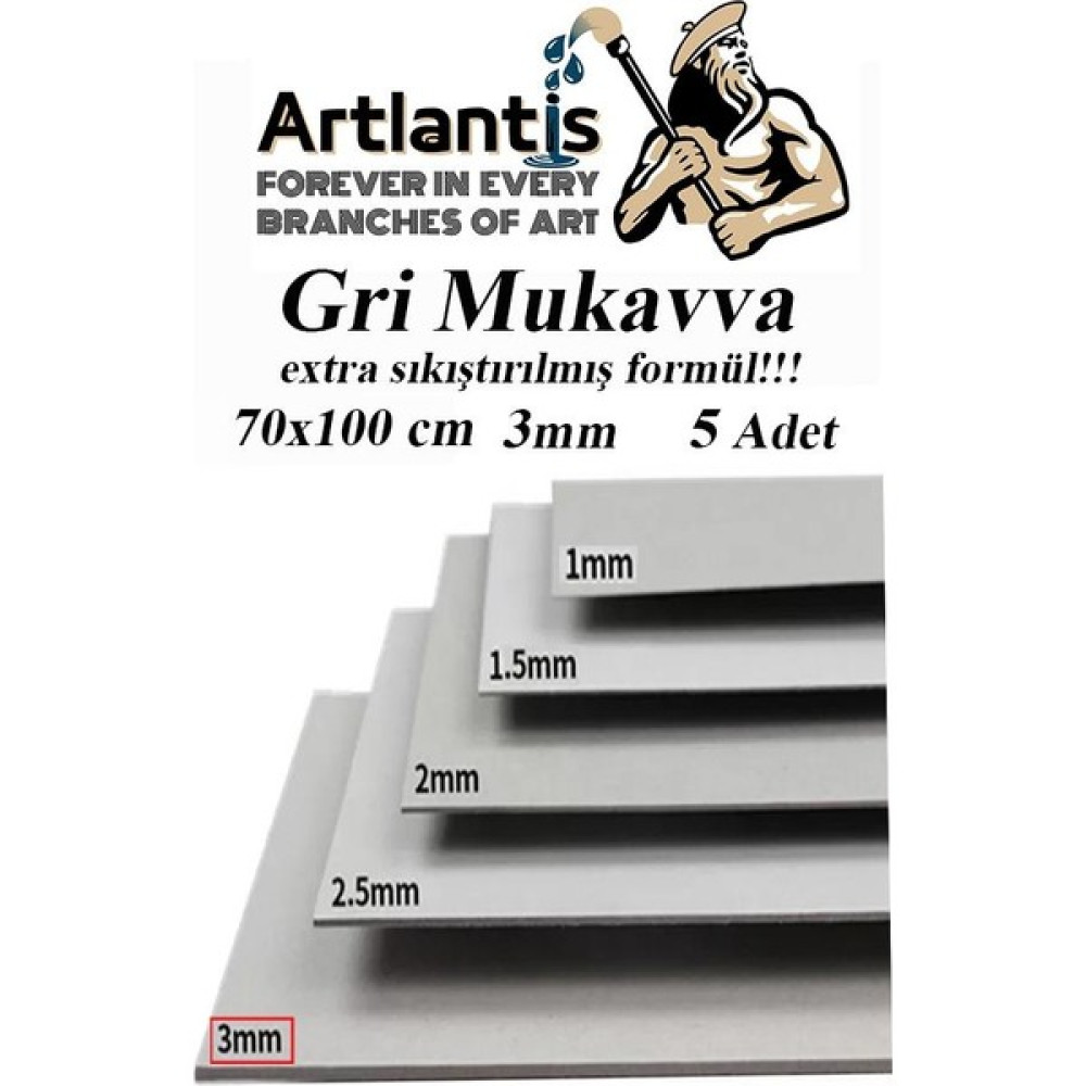 Artlantis Mukavva Gri 3 mm 70X100 cm 5 Adet Sert Karton Ekstra Sıkıştırılmış 70*100 Mukavva Gri Renkli 5 Adet - Standart Fon Karton & Mukavva Fiyatı