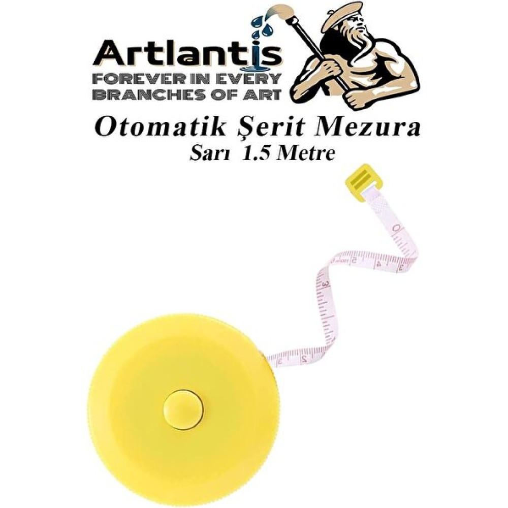 Artlantis Otomatik Şerit Mezura 1.5 Metre Sarı Renk 1 Adet Yuvarlak Cep Mezurası 150 cm Mezro Terzi Metresi Vücut Ölçüm Metresi - Standart Cetvel Fiyatı