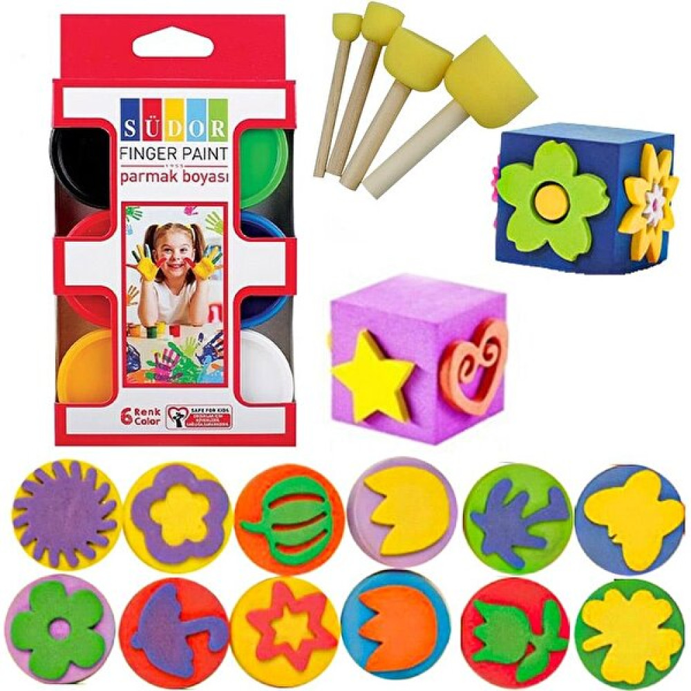Artlantis Parmak Boyası Ponpon Sünger Tampon Fırça Küp Eva Sünger Baskı Seti 24 Parça 1 Paket Artlantis Parmak Boyası Baskı Seti 1 Paket Yüz & Parmak Boyası Fiyatı