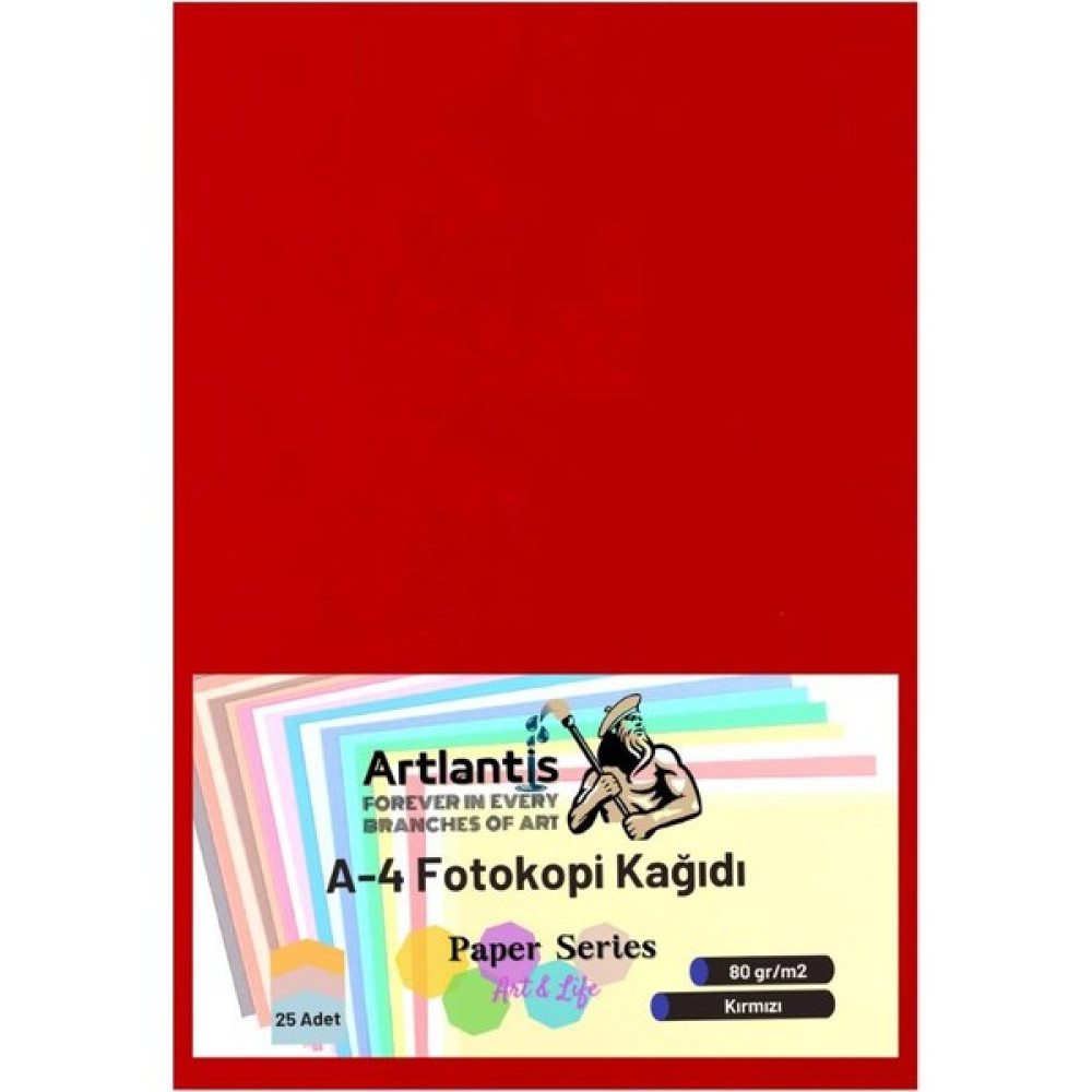 Artlantis Renkli A-4 Fotokopi Kağıdı 25 Li 1 Paket Artlantis Fotokopi Renkli A4 Kağıdı - Kırmızı Fotokopi Kağıdı Fiyatı
