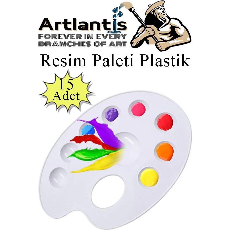Artlantis Resim Paleti Plastik 15 Adet Godeli Ressam Paleti Boyama Paleti Akrilik Boya Guaj Boya Suluboya - Standart - Beyaz Yardımcı Malzeme Fiyatı