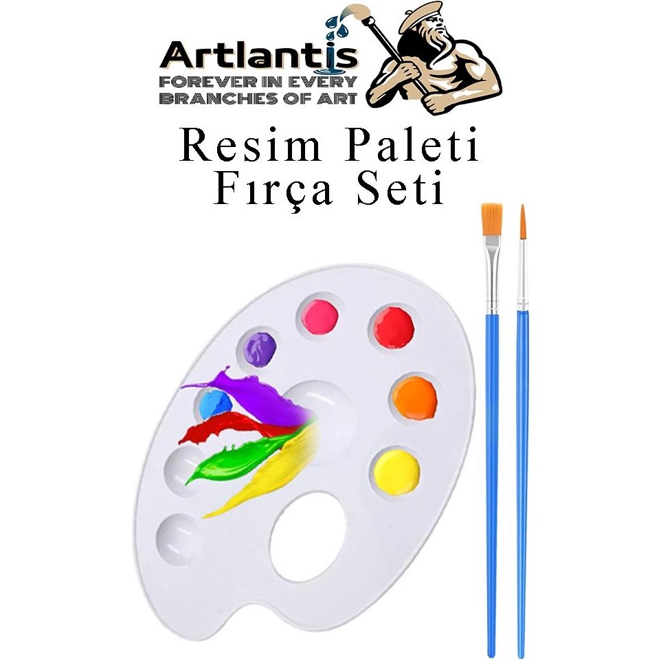 Artlantis Resim Paleti ve Resim Fırça Seti 1 Paket Ressam Paleti Boyama Fırçası Akrilik Boya Guaj Boya Suluboya - Standart - Beyaz Yardımcı Malzeme Fiyatı