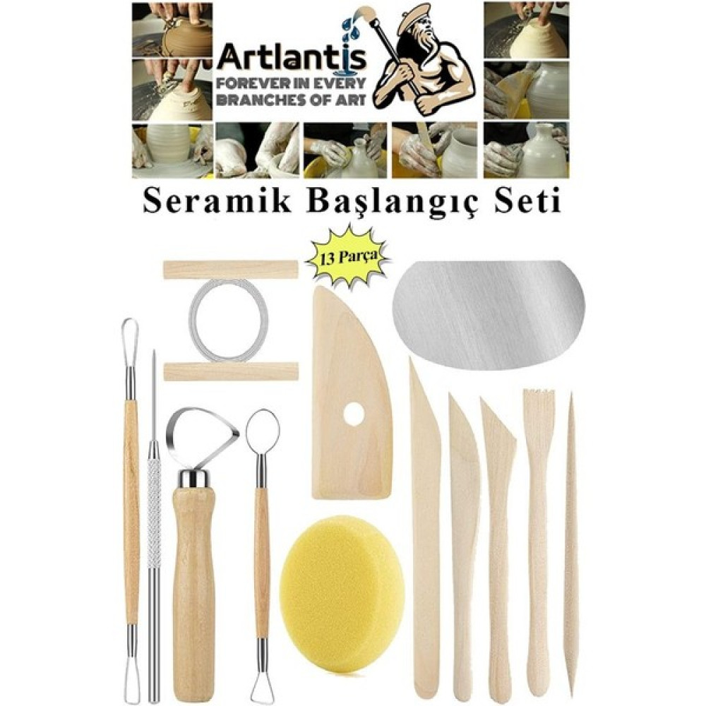 Artlantis Seramik Başlangıç Seti 13 Parça 1 Paket Modelaj Modelleme Hekel Çömlek Sanatsal Ebeşuar Hobi Düzeltme Yardımcı Malzeme Fiyatı