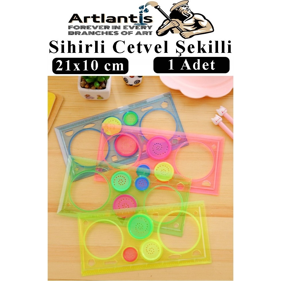 Artlantis Sihirli Cetvel 1 Adet Plastik Sihirli Daire Cetvel Desen Şablon Çizim Okul Karne Hediye - Çok Renkli - Standart Cetvel Fiyatı