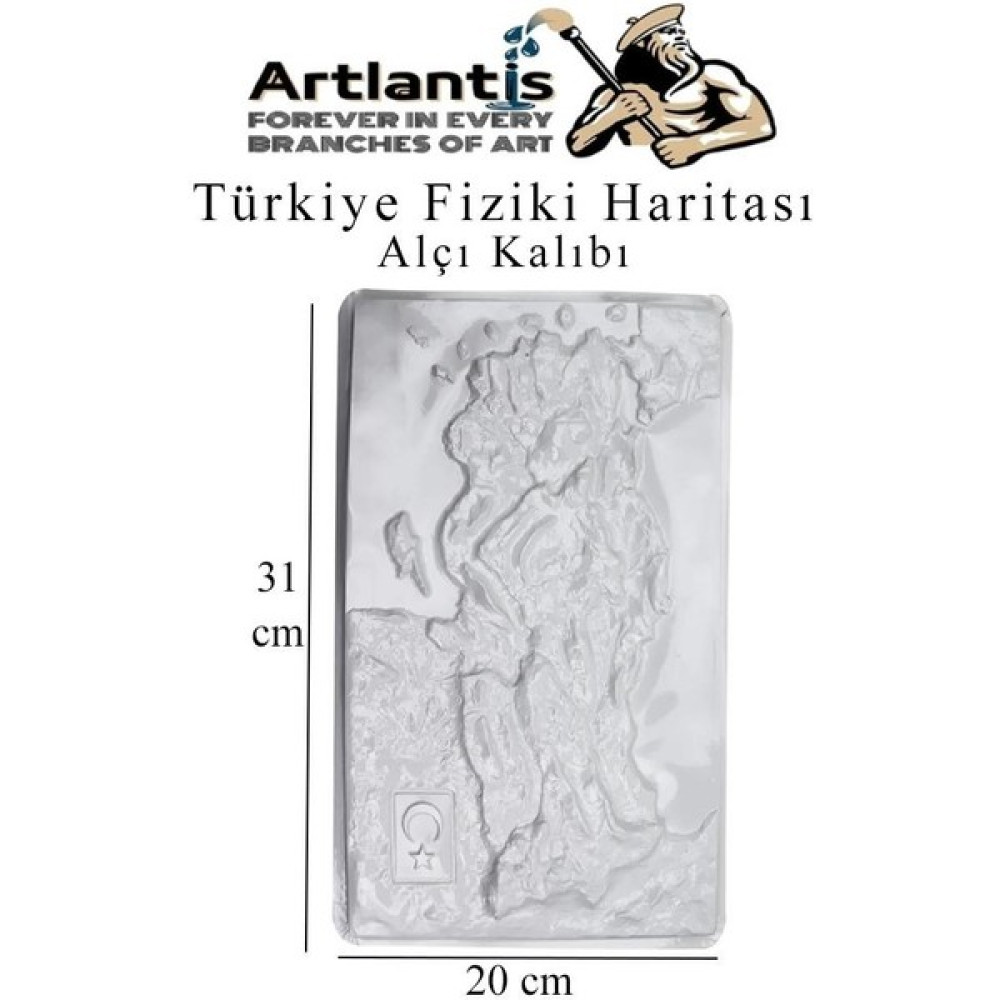 Artlantis Türkiye Harita Alçı Kalıbı A4 20X31 cm 1 Adet Türkiye Fiziki Harita Kabartma Alçı Kalıbı Okul Etkinlik Yardımcı Malzeme Fiyatı