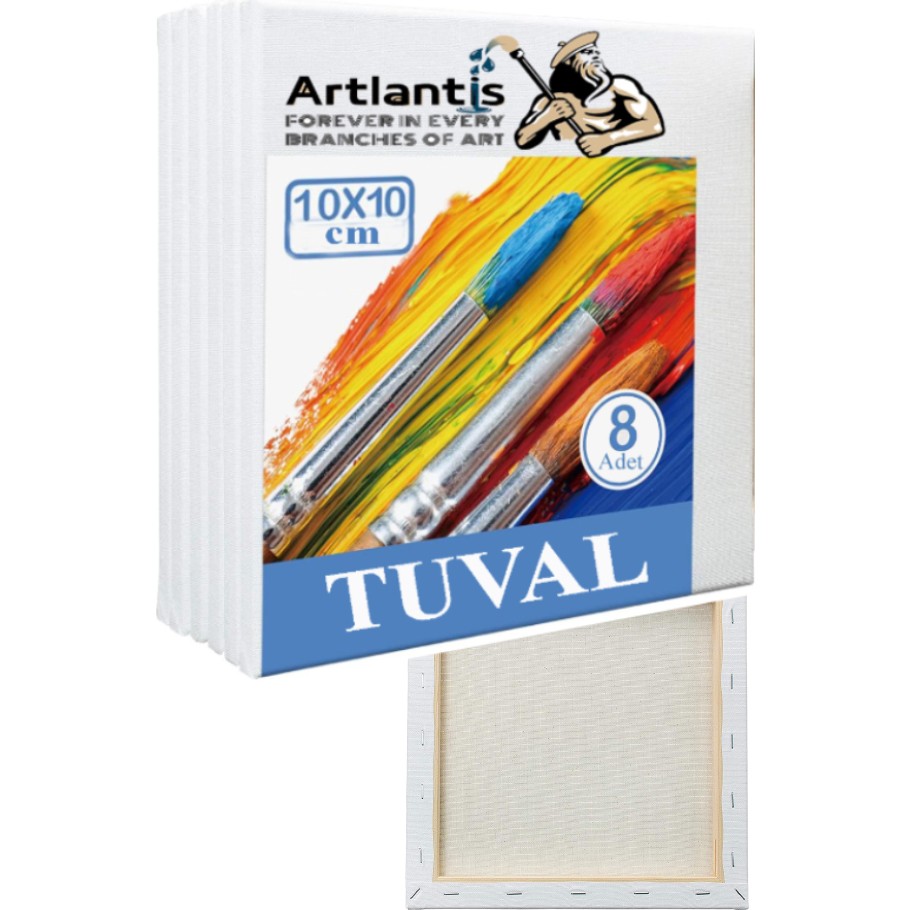 Artlantis Tuval 10X10 Astarlı Kare Mini Tuval 8 Adet Resim Tuvali 10*10 Tual Akrilik Boya Yağlı Boya Için Ideal Tuval Fiyatı