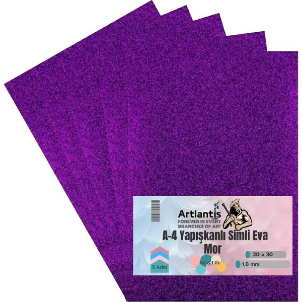 Artlantis Yapışkanlı Simli Eva Mor A4 20X30 5 Adet 1 Paket Hobi Okul Öncesi Kreş Anasınıfı Eva Yapışkanlı Simli 20*30 Yardımcı Malzeme Fiyatı