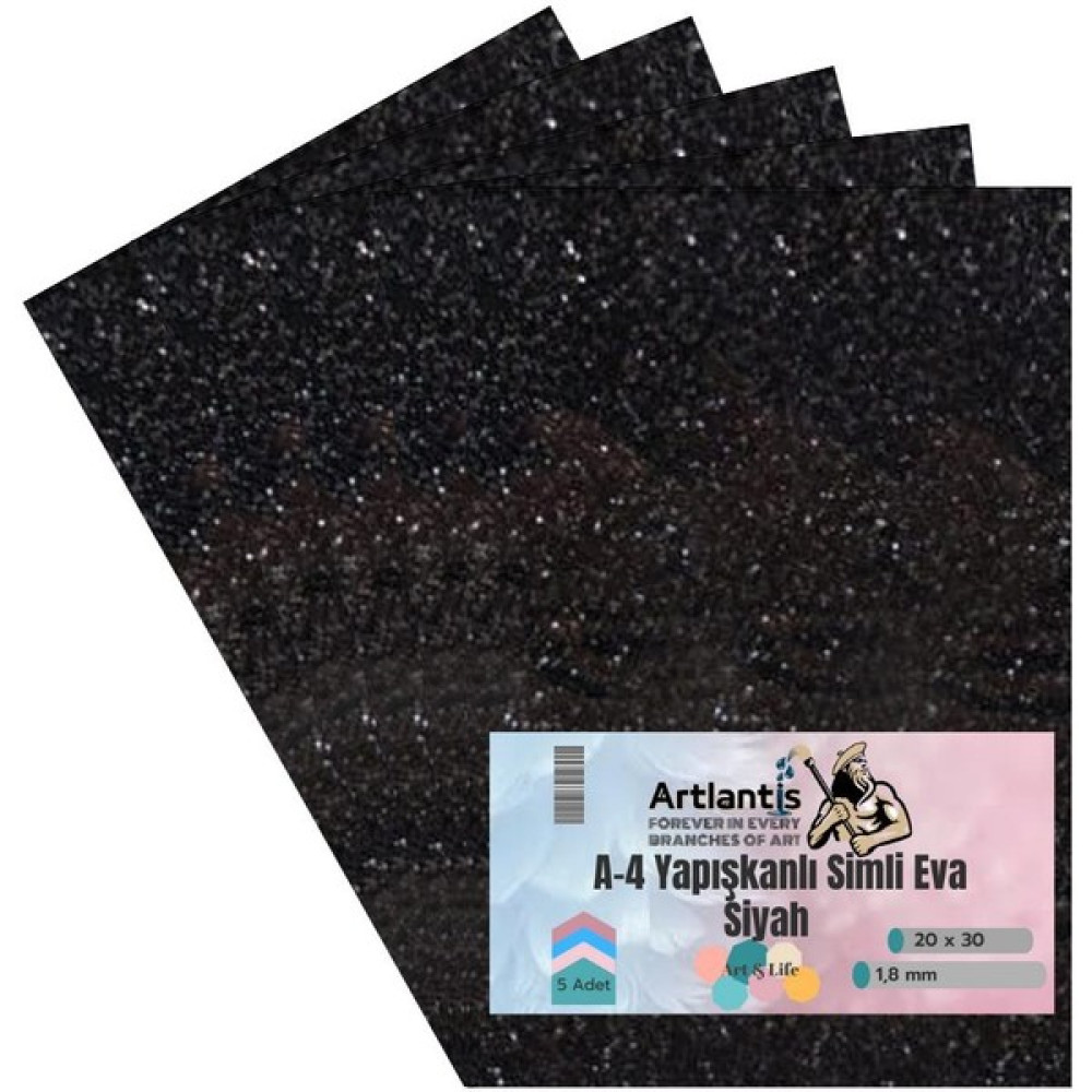 Artlantis Yapışkanlı Simli Eva Siyah A4 20X30 5 Adet 1 Paket Hobi Okul Öncesi Kreş Anasınıfı Eva Yapışkanlı Simli 20*30 Yardımcı Malzeme Fiyatı
