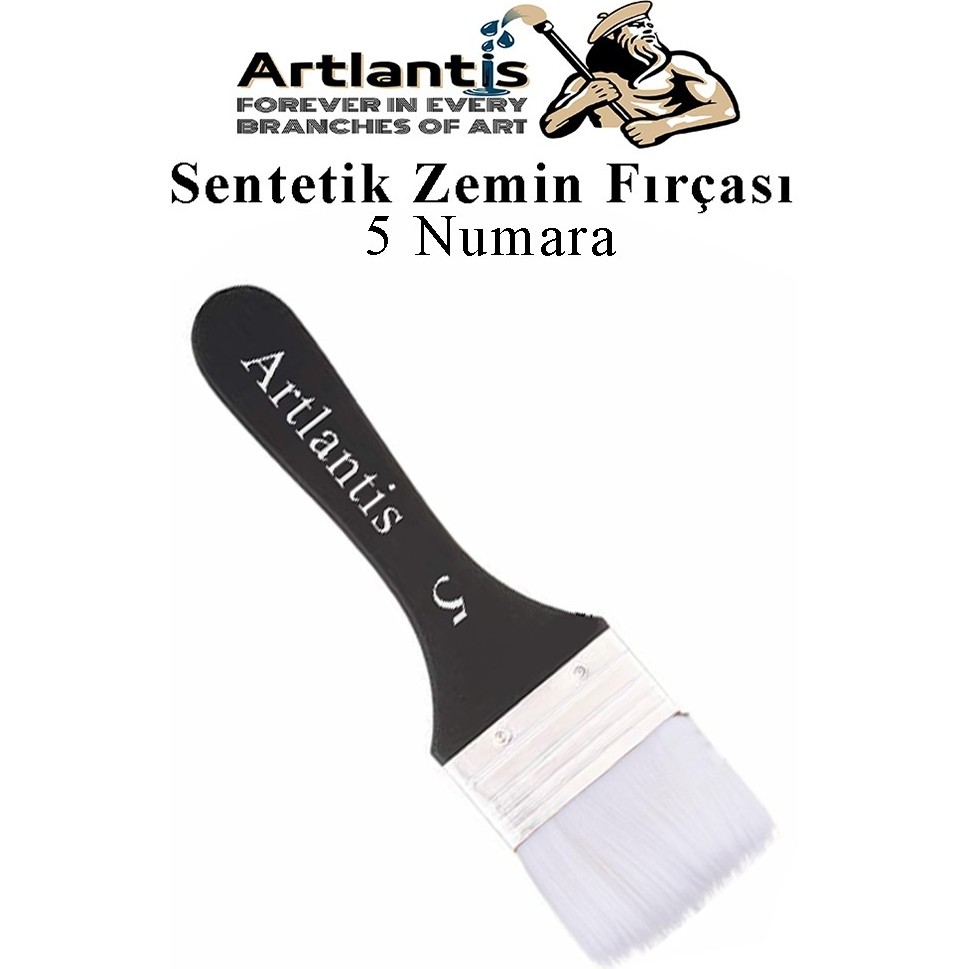 Artlantis Zemin Fırçası 5 Numara 1 Adet Siyah Saplı Beyaz Fırça Kıllı Sentetik Ipek Uçlu Kıl Akrilik Guaj Yağlı Boya Fırçası Zemin - Standart Fırça Fiyatı