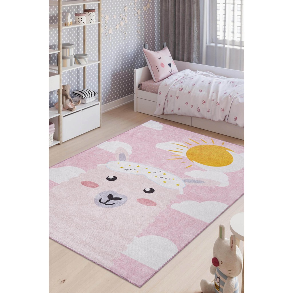 Artloop Çocuk Odası Halısı Minor Dekoratif Pembe halı Al 410 - 230 x 230 cm - Pembe Salon Halısı Fiyatı