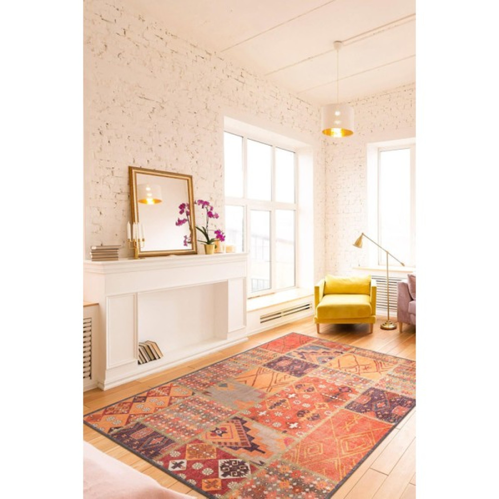 Artloop Patchwork Desenli Salon Halısı, Jazz Şönil |Pamuk-Polyester| Renkli Halı Al 332 - 210 x 310 cm Salon Halısı Fiyatı