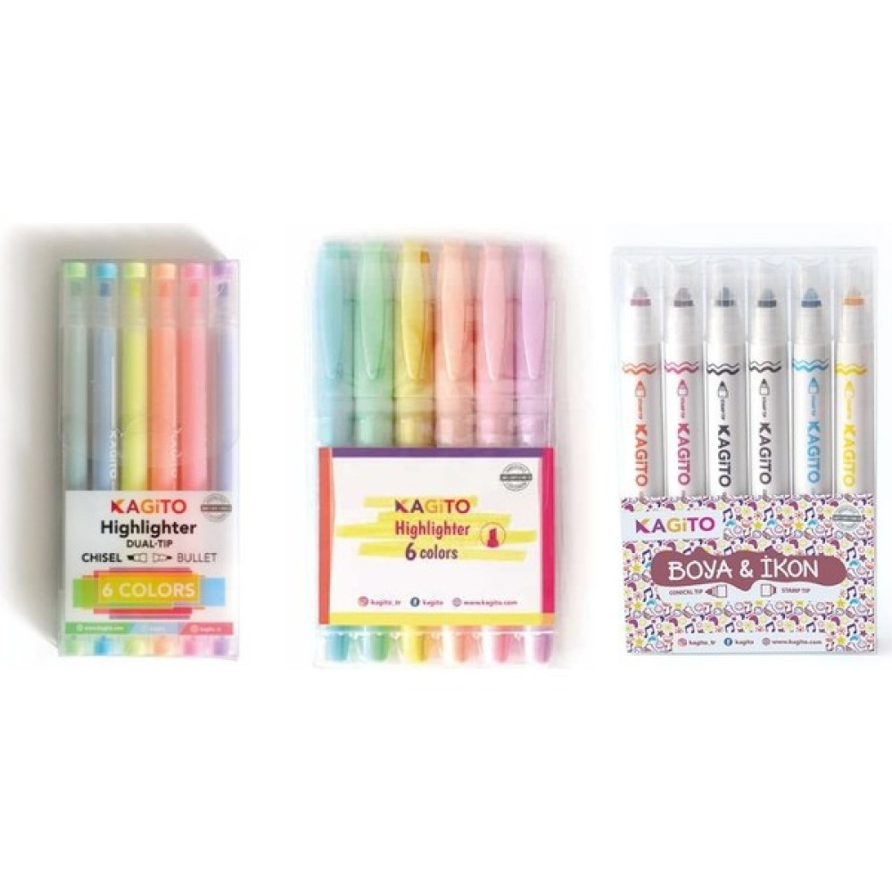 Artone Art Tone Kagito Çift Taraflı Highlighter Soft ve Normal Renkler ve Çift Uçlu Ikon Damga Kalem Seti Sanatsal Malzemeler Fiyatı