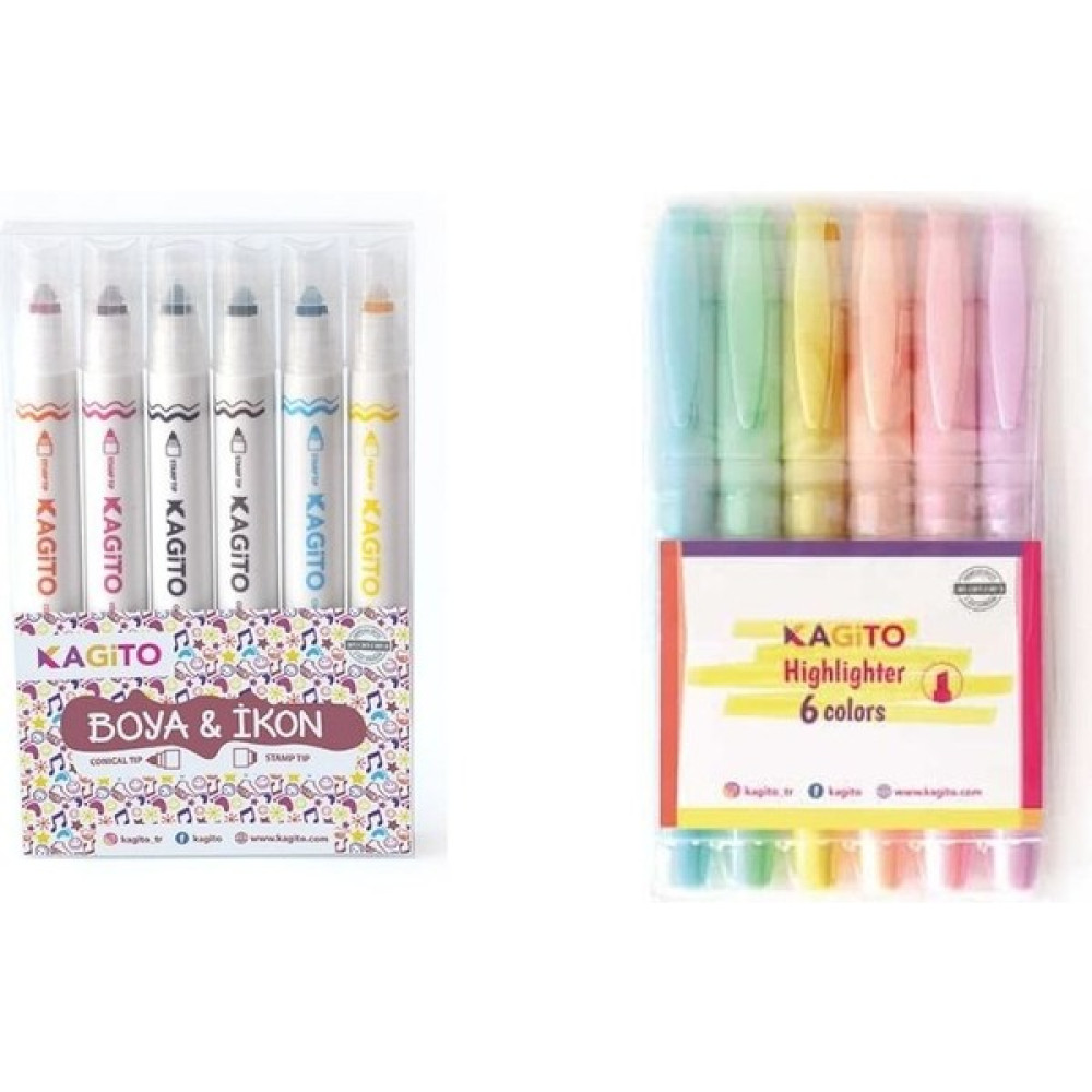 Artone Art Tone Kagito Çift Uçlu Ikon Damga Kalem Seti (6’lı) ve Soft Pastel Highlighter Kalem Seti (6’lı) Sanatsal Malzemeler Fiyatı