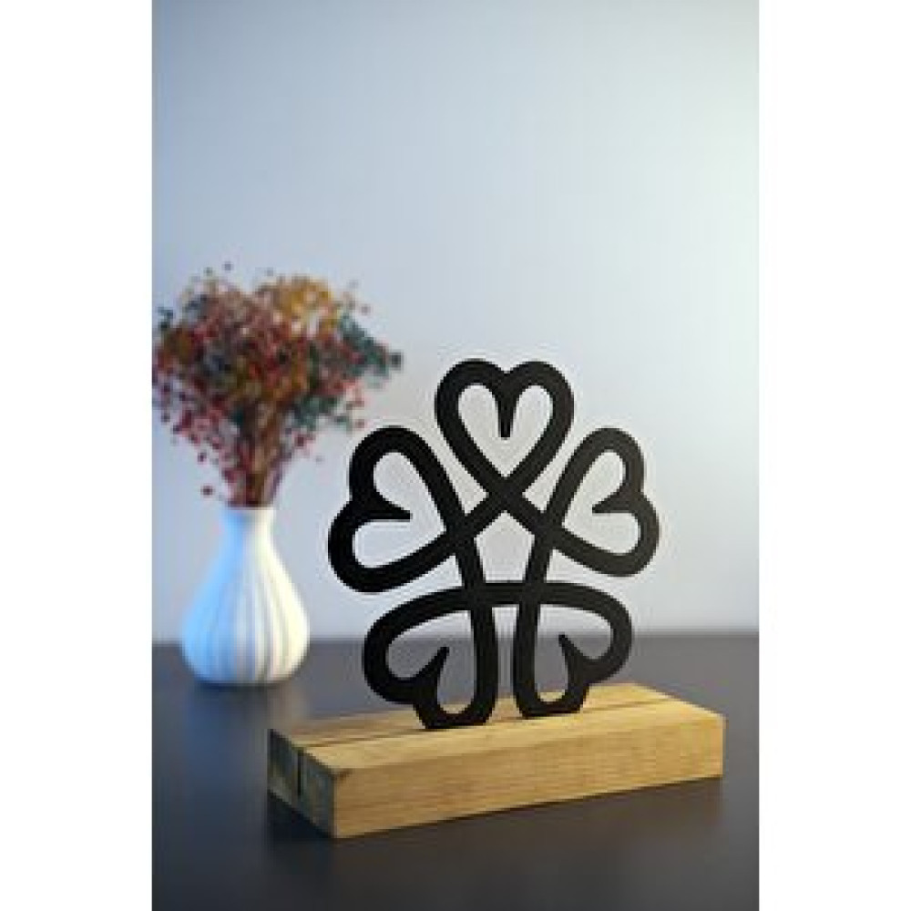 Artroya Hediyelik 18x18 Metal Ahşap Kalp Yoncası Masa Ve Raf Dekoru Yılbaşı Hediyesi Biblo Fiyatı