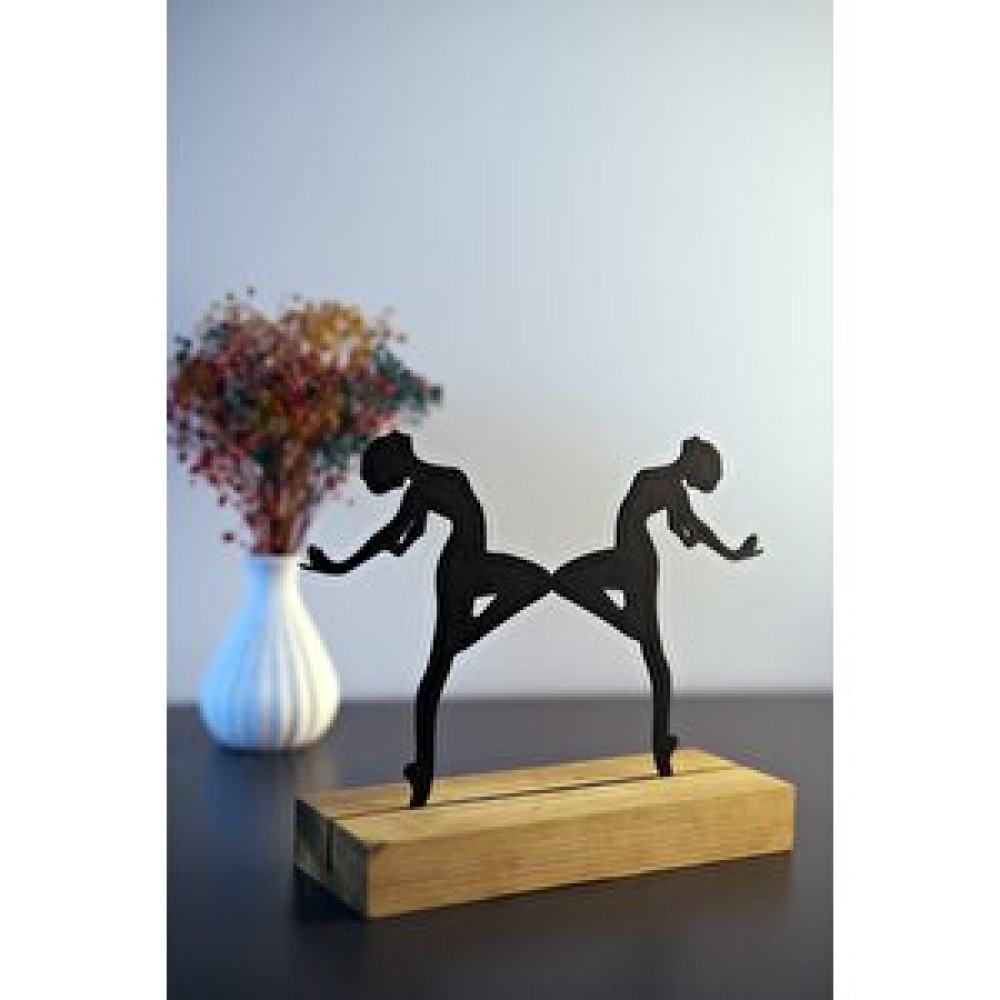Artroya Hediyelik 22 x 17 Cm Metal Ahşap Dans Tutkusu 2 Masa Ve Raf Dekoru Yılbaşı Hediyesi Biblo Fiyatı