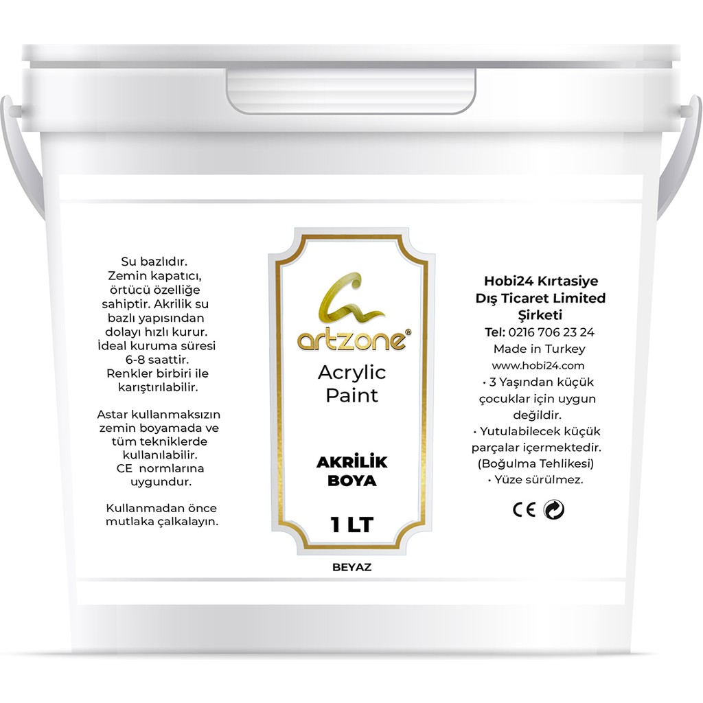 Artzone 1000 ml Akrilik Boya Beyaz Renk Su Bazlı Kaplayıcı Özellikleriyle Akrilik Boya Fiyatı