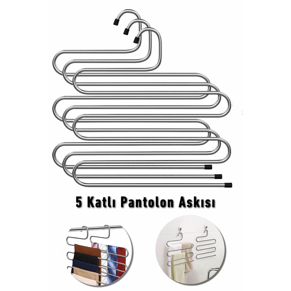ARVALE 3 Adet Metal Pantolon Eşarp Askısı 5 Katlı Askı 3 Adet Ev & Dekorasyon Aksesuarları Fiyatı