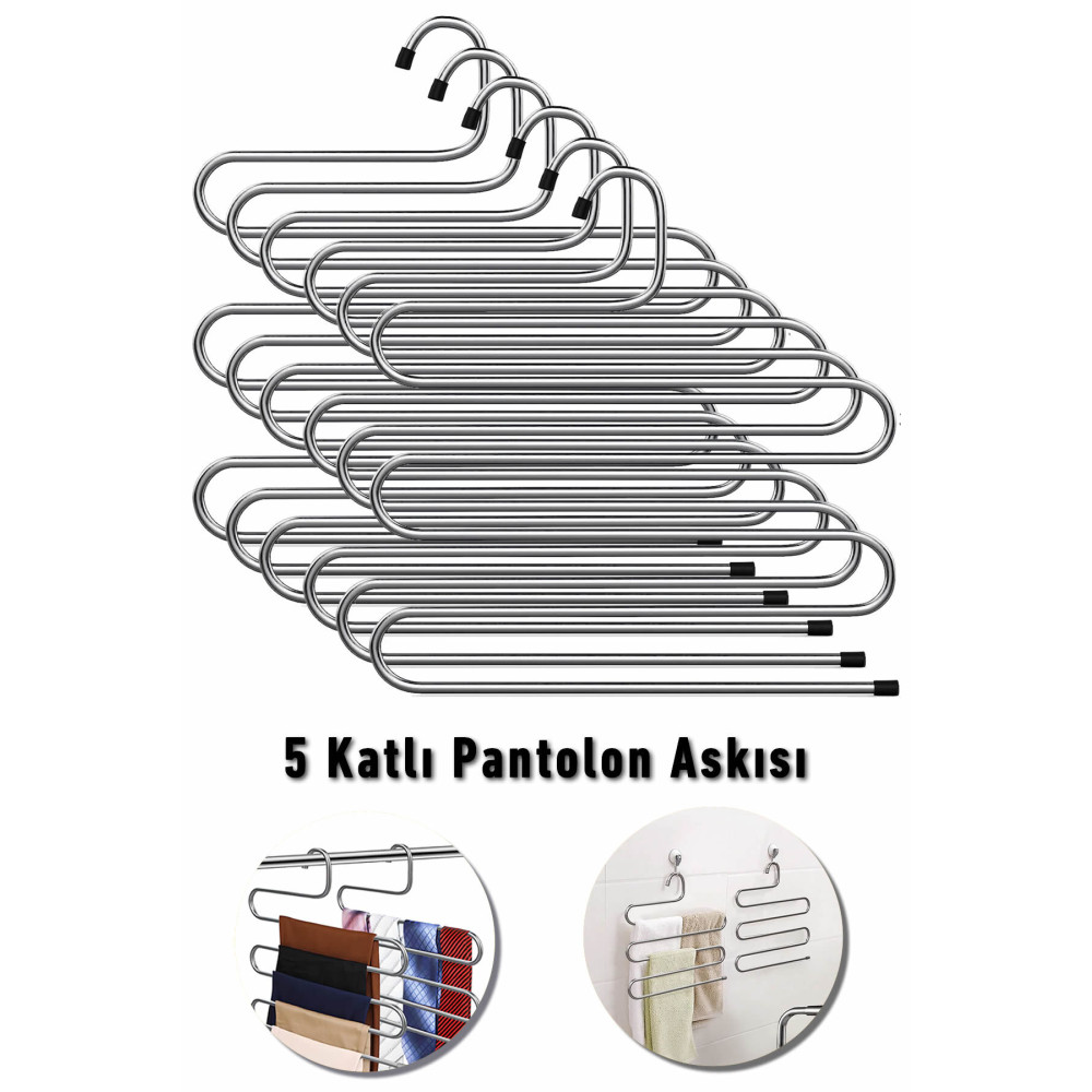ARVALE 6 Adet Metal Pantolon Eşarp Askısı 5 Katlı 6 Adet Askı Ev & Dekorasyon Aksesuarları Fiyatı