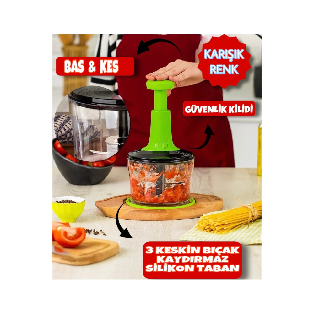 ARVALE Karışık Renk Çelik Bıçaklı Basmalı El Rondosu | Rondo Blender Doğrayıcılar / Rondolar Fiyatı