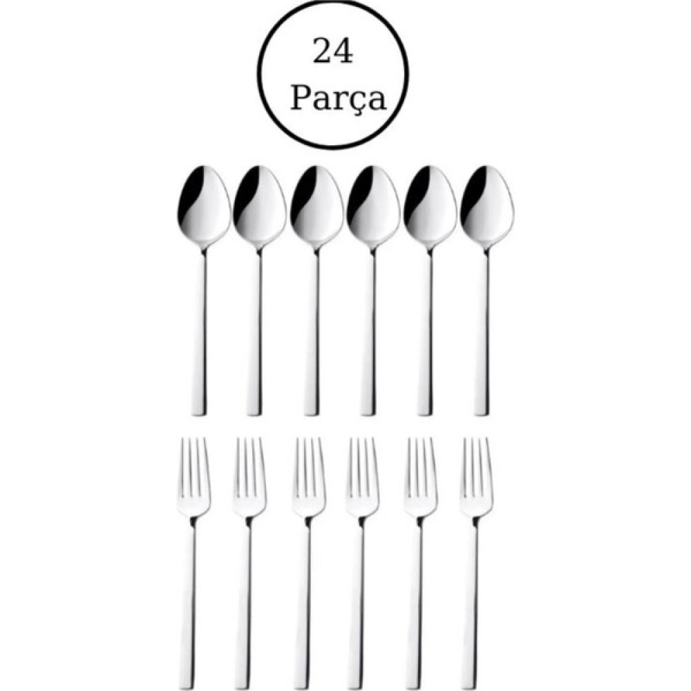 Arvey 24 Parça 12 Kişilik Çubuk Model Tatlı Kaşık - Tatlı Çatalı - Gümüş Çatal / Kaşık / Bıçak Takımları Fiyatı