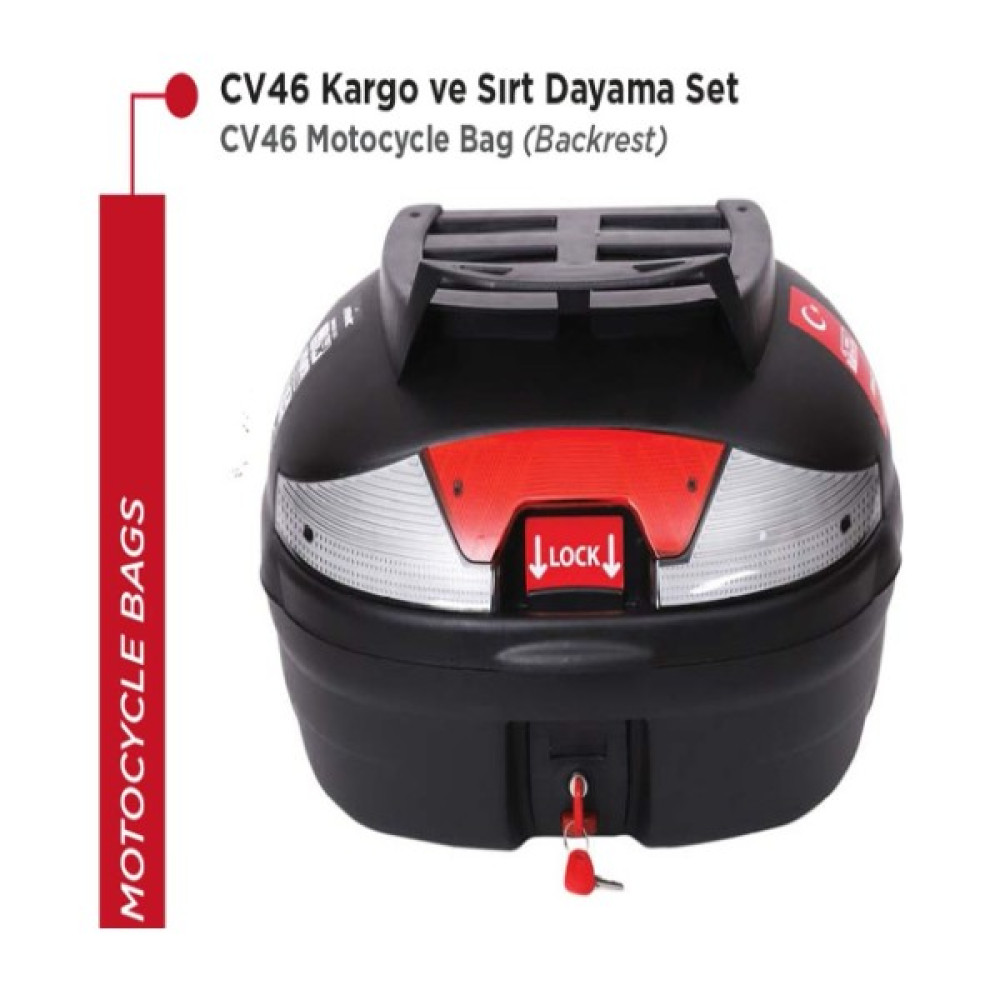 Arwic CV46 Arka Çanta (Topcase) Kargo-Sırt Dayama Set Siyah Motorsiklet Çantaları Fiyatı