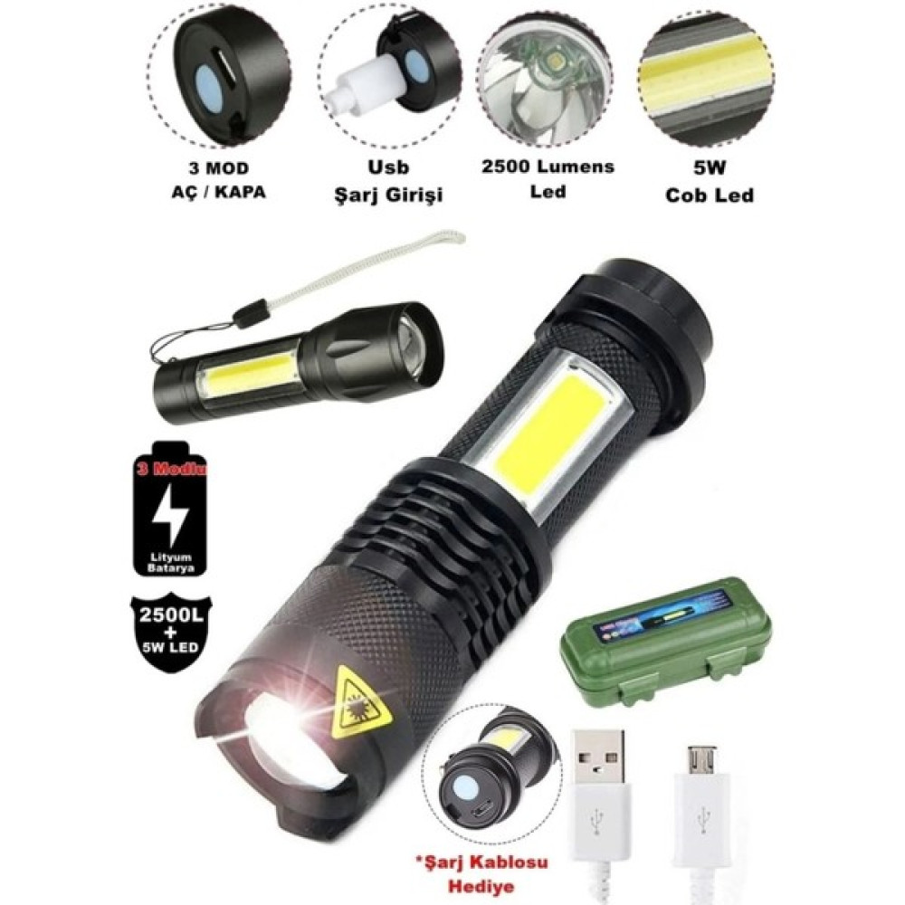 \Arwoan Yeni Model Mini 3W 600LM Flaşörlü El Feneri 3 Mod Usb"\'den Şarj Imkanı - Siyah - 20W\ Oto Boyaları Fiyatı