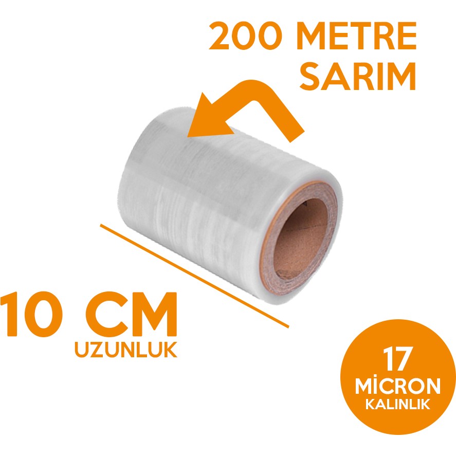Arya Ambalaj 17 Mic 200 M 10 cm Dilim Streç Film El Tipi Streç Film Fiyatı