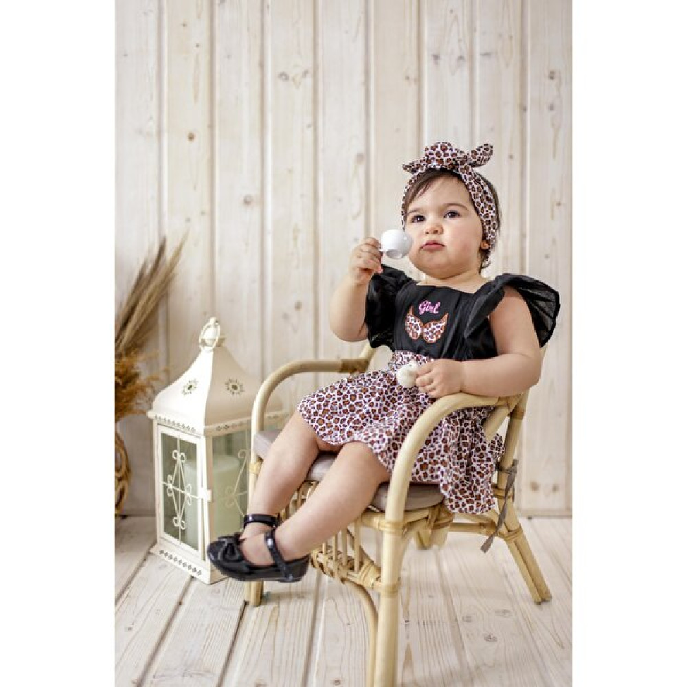 Arya Kids Kız Bebek Bandanalı Leopar Elbise Bebek Elbisesi Fiyatı