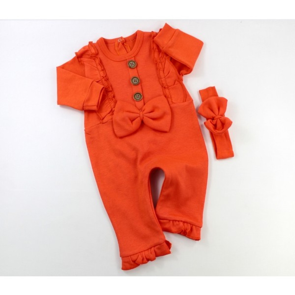 Arya Kids Kız Bebek Fiyonklu Bandanalı Tulum Turuncu Bebek Tulumu Fiyatı