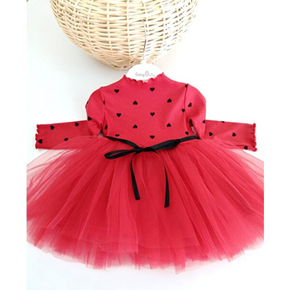 Arya Kids Kız Bebek Tütülü Puantiyeli Elbise Kırmızı Bebek Elbisesi Fiyatı