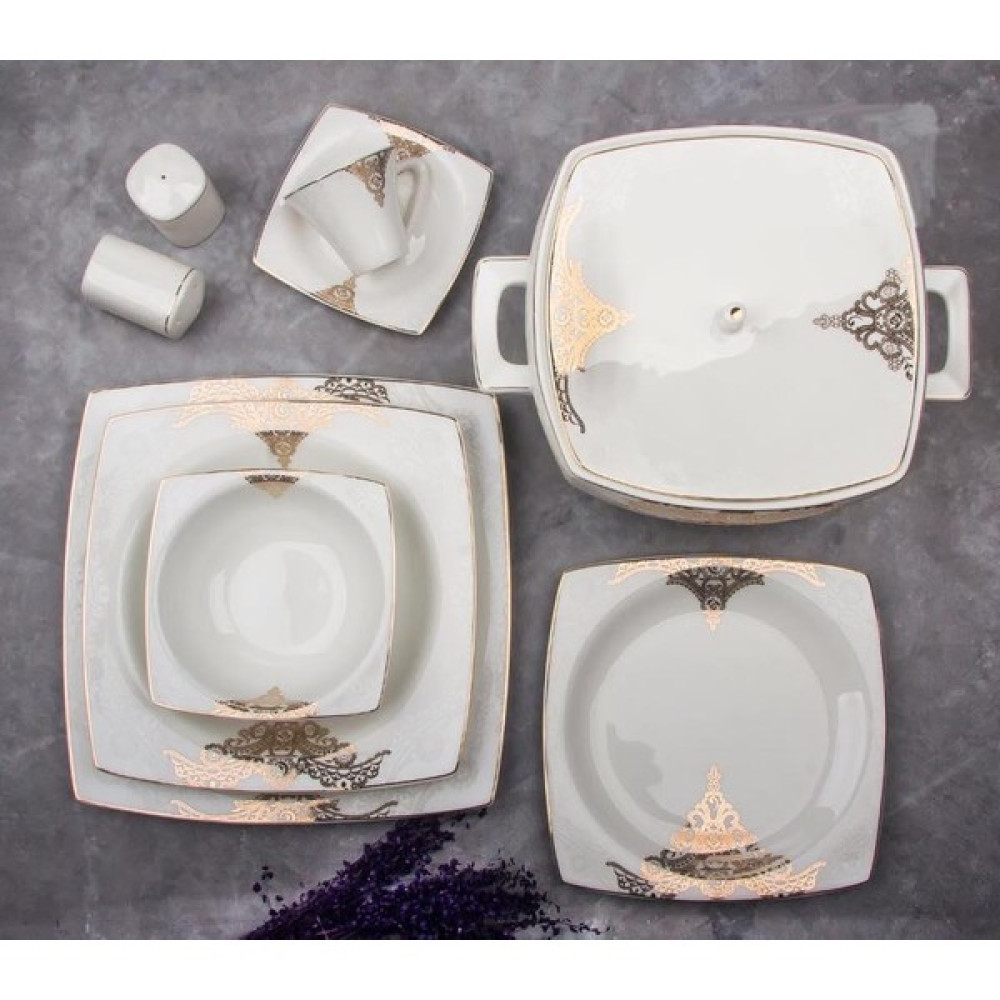 Aryıldız Bone Square Porselen 60 Parça Yemek Takımı - 31023 Yemek Takımı Fiyatı