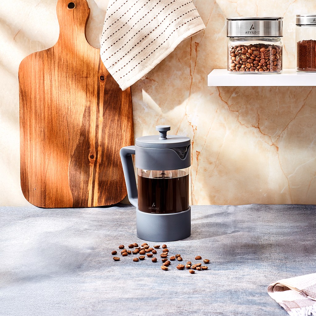 Aryıldız Doppio Grey French Press 600 ml - Gri French Press Fiyatı