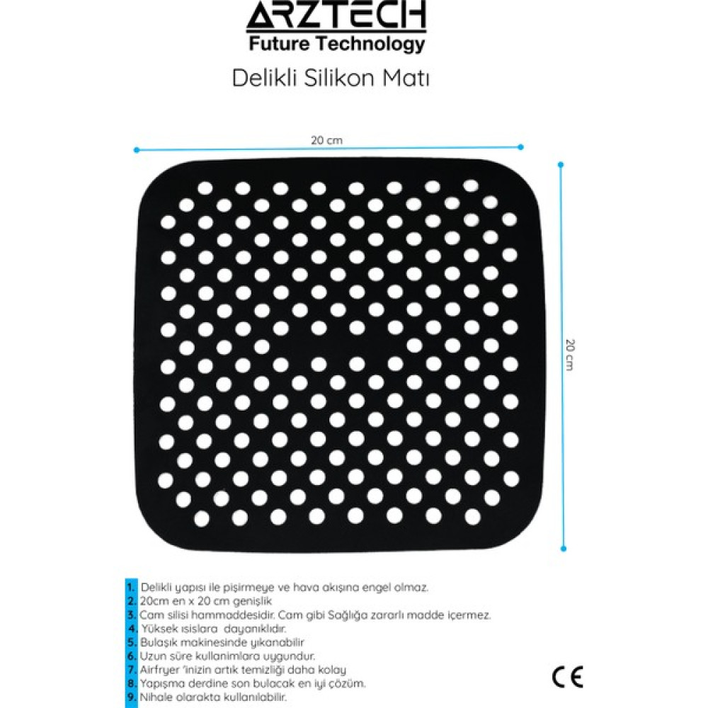 Arztech Airfryer Delikli Silikon Mat 20CMX20CM Xxl Için Kek Kalıpları Fiyatı