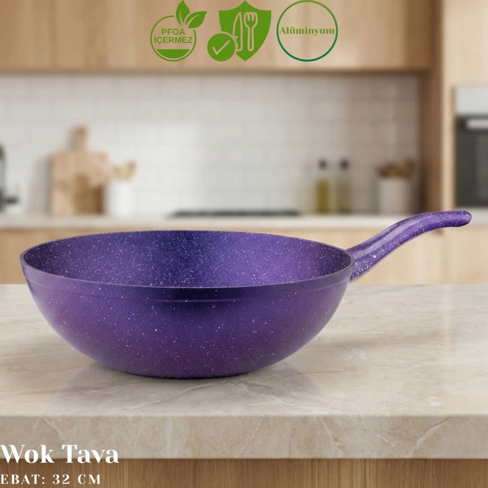 Arzu Çelik 32 Cm Granit Wok Tava - Violet Tencere / Tava Setleri Fiyatı