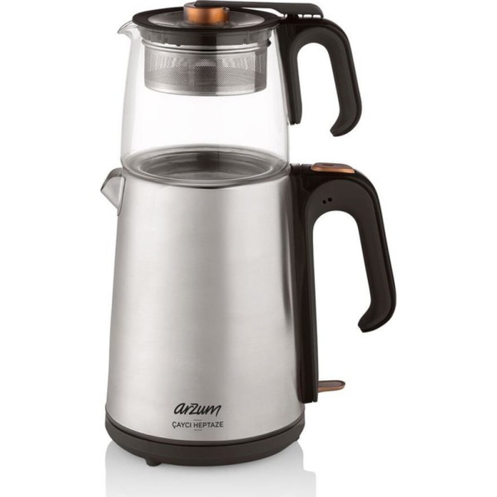 Arzum AR3024 Çaycı Heptaze 1650 W Cam Demlikli Çay Makinesi - Gri Çay Makineleri Fiyatı
