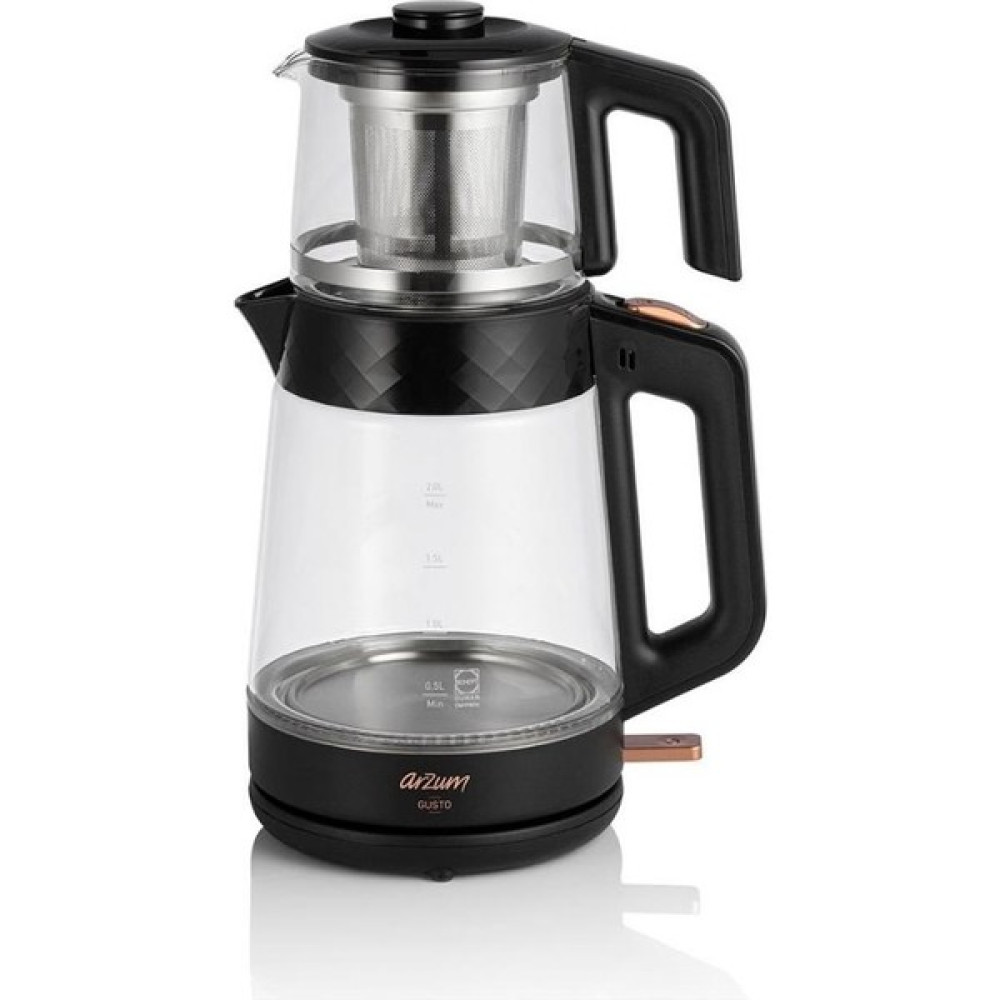 Arzum GUSTO Çay Makinesi - Siyah / 2(Lt) x 0.9(Lt) Çay Makineleri Fiyatı