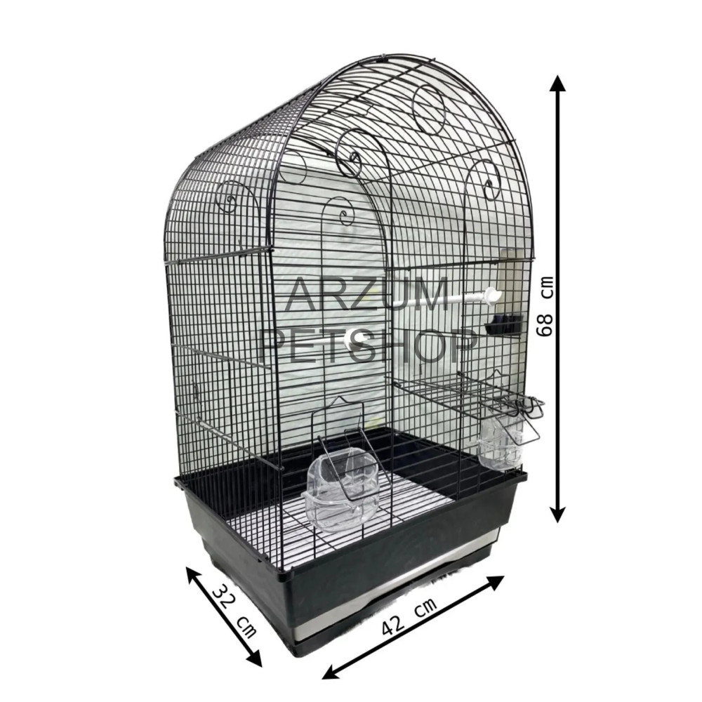ARZUM PETSHOP Muhabbet Kuşu Ve Papağan Için Siyah Kaplama Lüks Kuş Kafesi 42x32x68 Evcil Hayvan Ürünleri Fiyatı