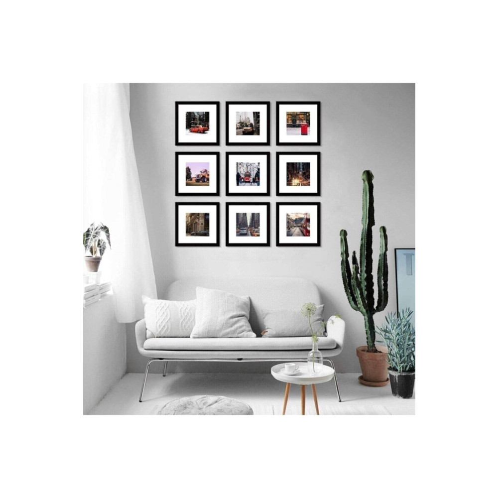 AS TİCARET Dekoratif Siyah Çerçeve Seti 9 Adet 20x20 Pvc Camlı Resim & Fotoğraf Çerçevesi Fiyatı