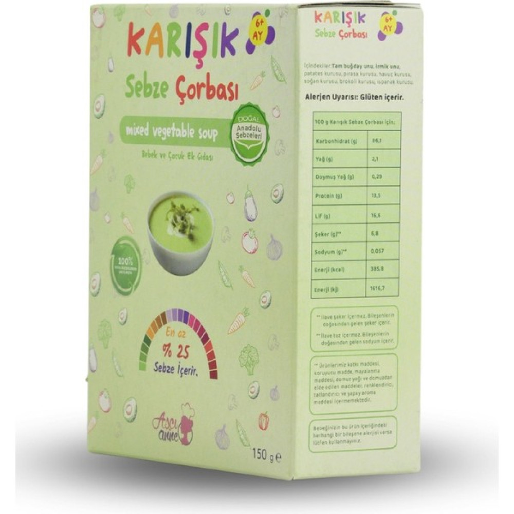 Aşçı Anne Karışık Sebze Çorbası (6 + Ay) Bebek Beslenme Gereçleri Fiyatı