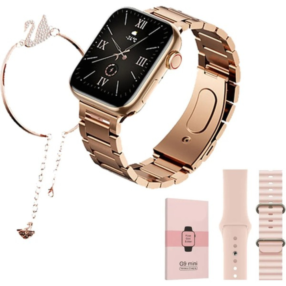 ASD G9 Mini Gold Yetişkin 41MM Kadın Akıllı Saat 3 Kordon-Bileklik Hediyeli - Açık Pembe Giyilebilir Teknoloji Aksesuarları Fiyatı