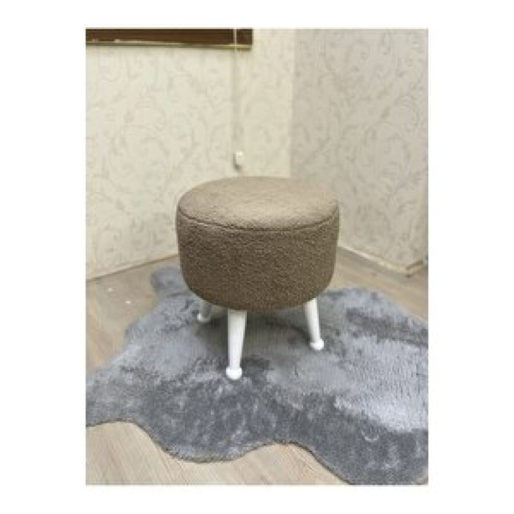 Asedia Mobilya Asedia Miskin Lake Teddy Kahve Ahşap Ayaklı Peluş Puf Makyaj Koltuğu Yuvarlak Tabure Puf Fiyatı