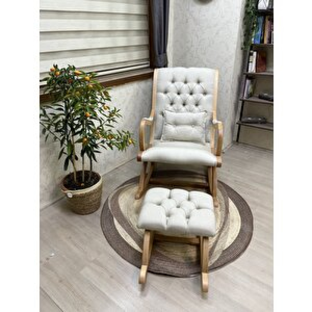 Asedia Mobilya Rustik Naturel Sallanan Sandalye Dinlenme Emzirme Baba Tv Okuma Uzanma Koltuğu Berjer Krem Tekli Koltuk & Berjer Fiyatı