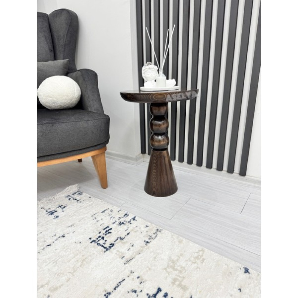 Aselya Home Ahşap Tekli Mantar Yan Sehpa Modern Ceviz Renk Fiskos Çiçeklik Yan Sehpa Fiyatı
