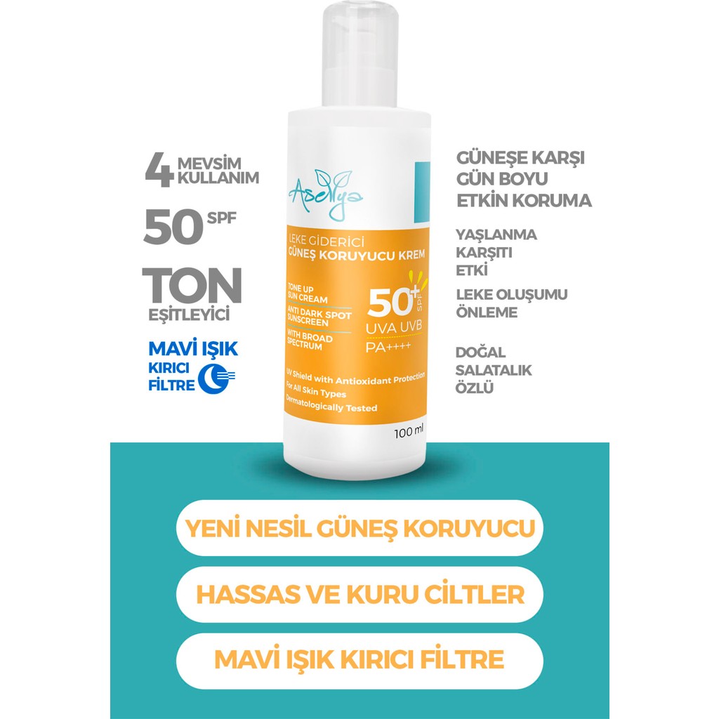 Aselya Leke Karşıtı ve Cilt Tonu Eşitleyici 50 Spf Güneş Kremi - 100 ml Diğer Fiyatı