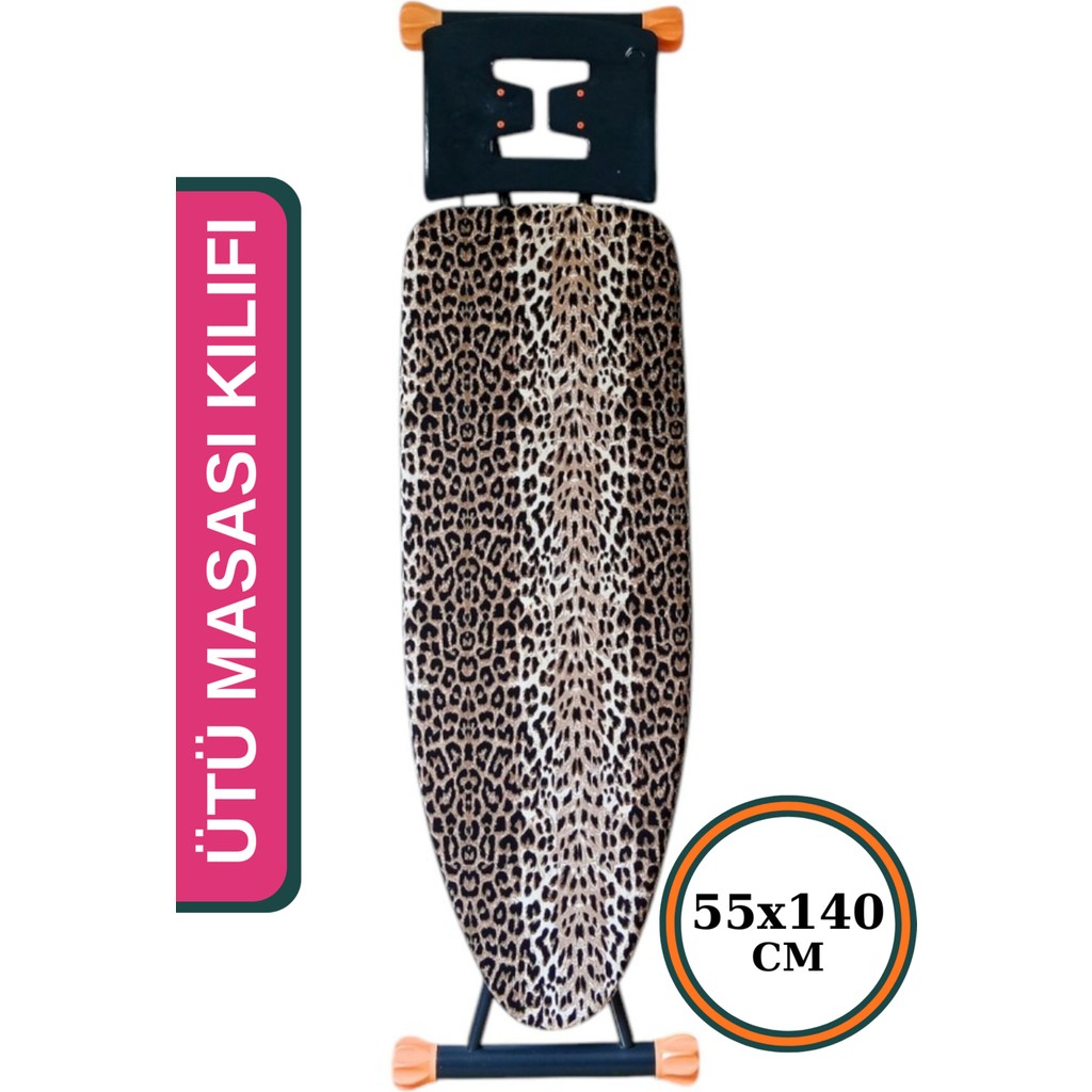 Asev Home Ipli Ayarlanabilir Stoperli 300GR/M2 Keçeli Büyük Boy Ütü Masası Kılıfı Örtüsü Bezi 55X140 cm Leopar - 55 x 140 cm SSD / Solid State Drive Fiyatı