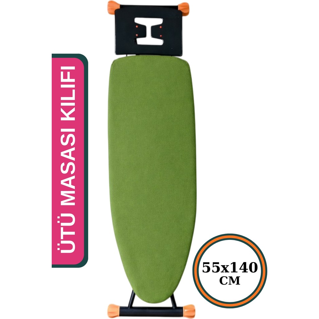 Asev Home Keçeli Ütü Masası Kılıfı Büyük Boy 55X140 cm Ipli Stoperli Premium Khaki Green Ütü Masaları ve Aksesuarları Fiyatı
