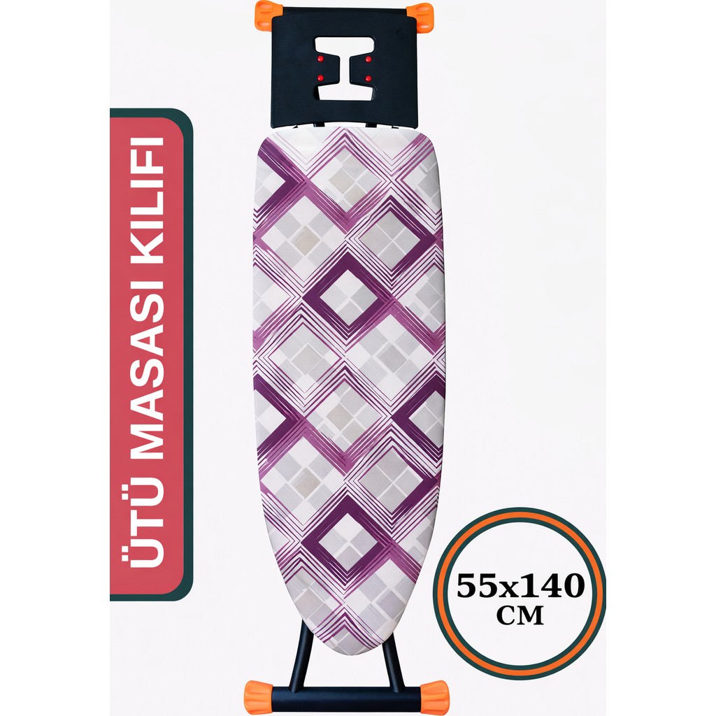 Asev Home Ütü Masası Kılıfı Büyük Boy Ipli Stoperli Keçeli Kılıfı Örtüsü Bezi 55X140CM Karosi Leylak Ütü Masaları ve Aksesuarları Fiyatı