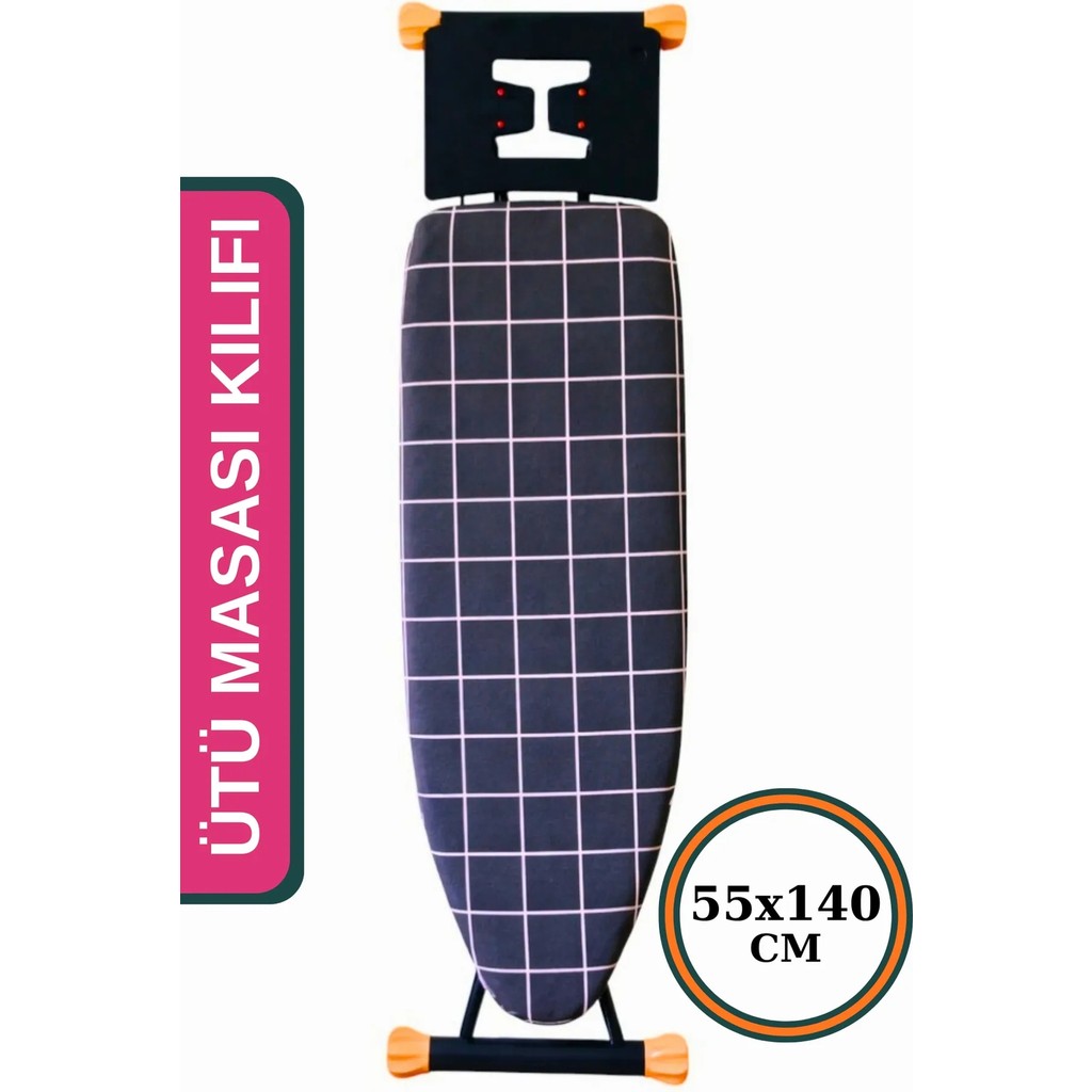Asev Home Ütü Masası Kılıfı Büyük Boy Ipli Stoperli Keçeli Kılıfı Örtüsü Bezi 55X140CM Koyu Füme / Kömür Grisi Ütü Masaları ve Aksesuarları Fiyatı