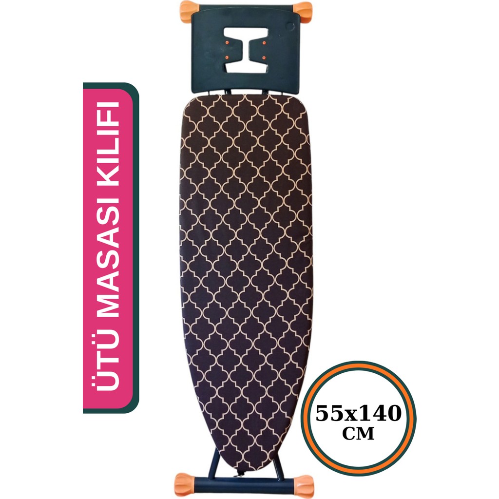 Asev Home Ütü Masası Kılıfı Keçeli Büyük Boy Ipli Stoperli 55X140CM Damask Brown Ütü Masaları ve Aksesuarları Fiyatı